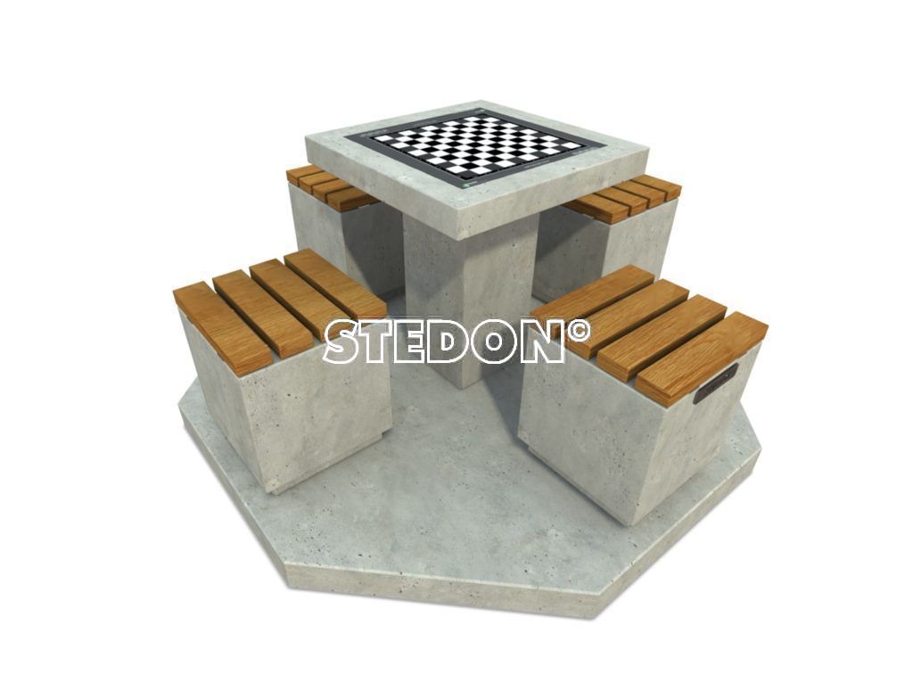 Dam schaak tafel, dam tafel, schaak tafel, game table, picknicktafel beton,