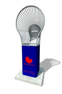 Blikmikker met snij ontwerp,afvalbakken, afvalbak metaal, afvalbak openbare ruimte, afvalbak voor buiten