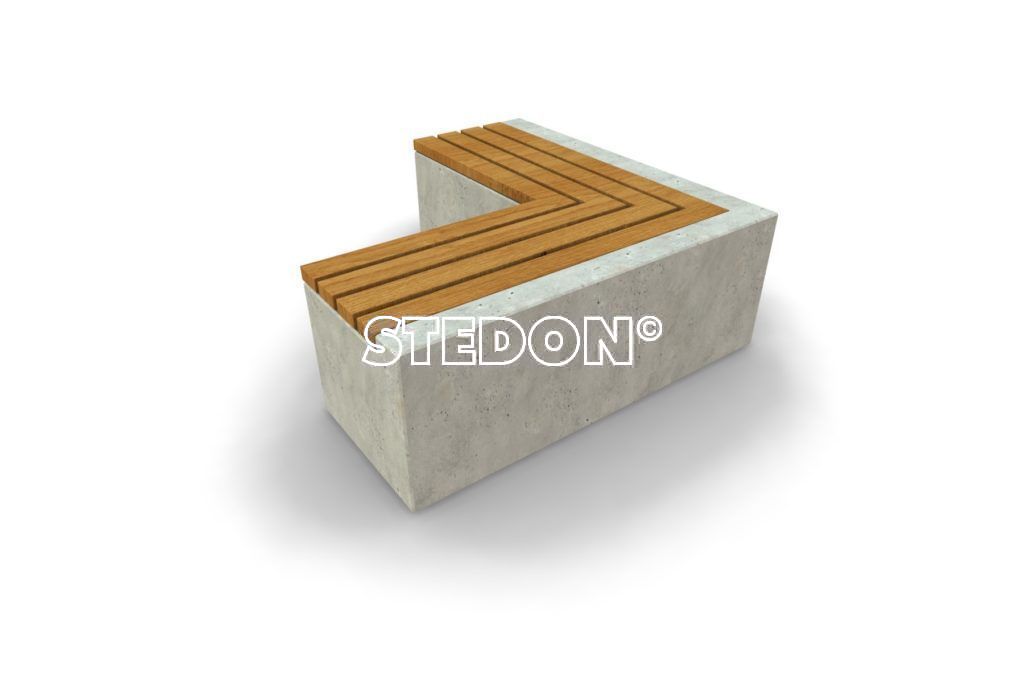 90˚ Hoek element beton, beton met houten zitting, beton element met houten zitting, zitting hout, Zit element, zit elementen, zitelement, zitelementen, beton, betonnen zit element, zitblok, zitblok 90˚ hoek