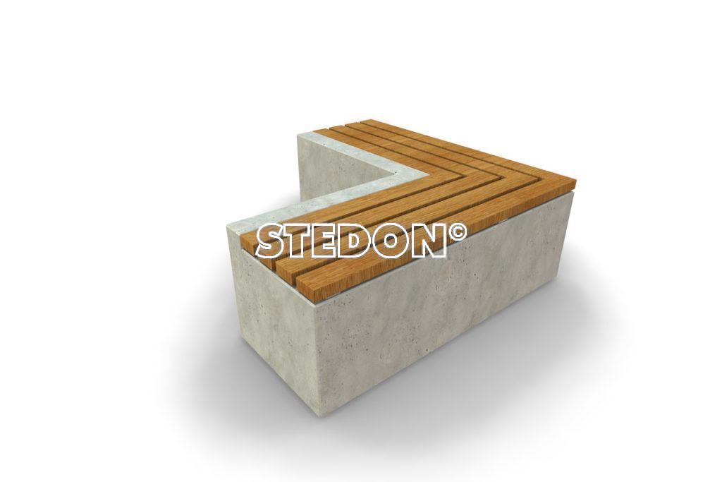 Hoek element beton, beton met houten zitting, beton element met houten zitting, zitting hout, Zit element, zit elementen, zitelement, zitelementen, beton, betonnen zit element, zitblok, zitblok hoek