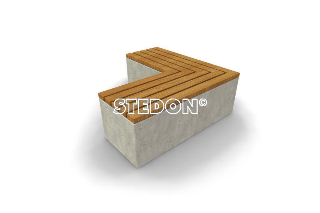 90˚Hoek element beton, beton met houten zitting, beton element met houten zitting, zitting hout, Zit element, zit elementen, zitelement, zitelementen, beton, betonnen zit element, zitblok, zitblok 90˚ hoek
