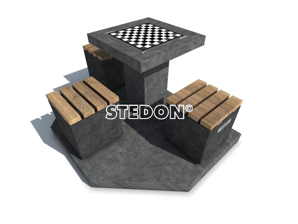 Dam schaak tafel, dam tafel, schaak tafel, game table, picknicktafel beton,