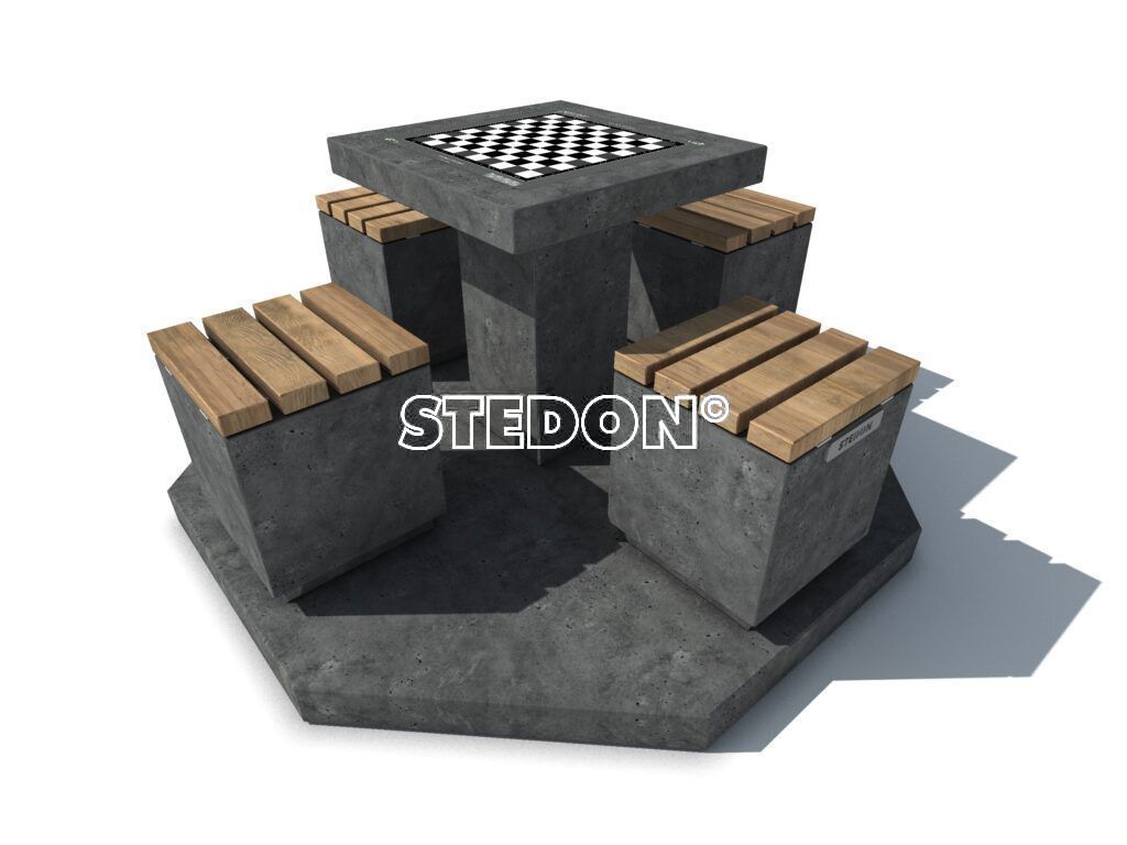 Dam schaak tafel, dam tafel, schaak tafel, game table, picknicktafel beton,