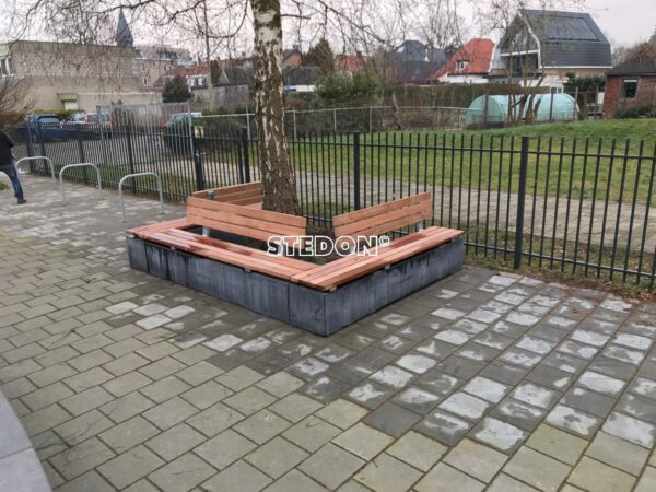 Basis element beton, Zit element, zit elementen, zitelement, zitelementen, beton, betonnen zit element, zitblok, zitblok rechthoek, 90 ° element, beton met zitting, beton met houten zitting, betonnen bank