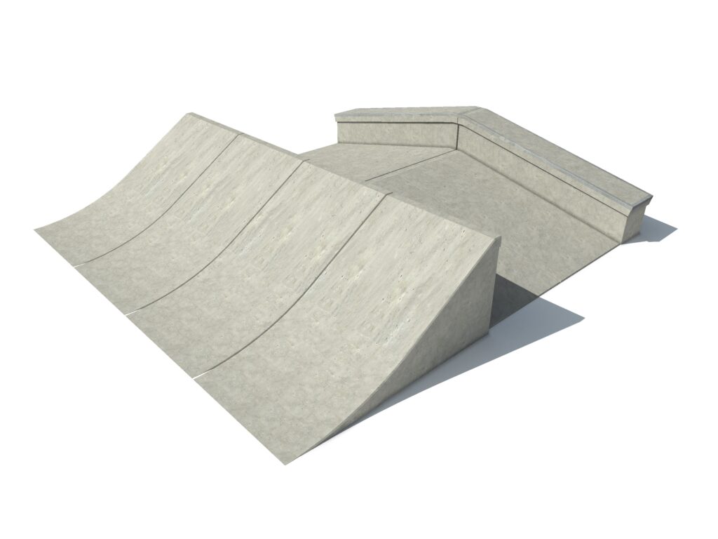 Bankspine, Bankspine met chinabank en Ledge, skate elementen, skate toestellen, skate producten, skate, skatepark inrichting, skatepark