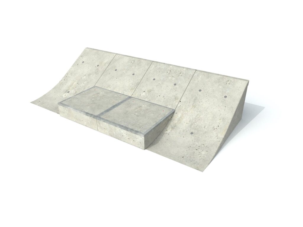 Street elementen, China bank, china bank met crub, skate elementen, skate toestellen, skate producten, skate, skatepark inrichting, skatepark