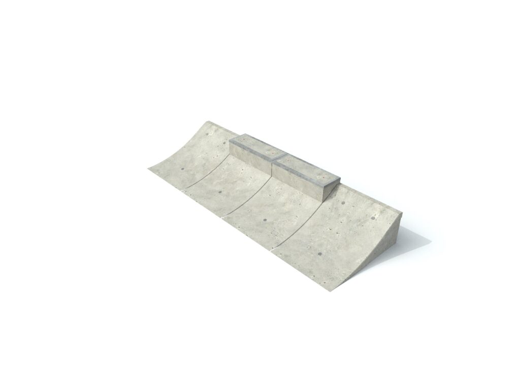 Street elementen, China bank, china bank met crub, skate elementen, skate toestellen, skate producten, skate, skatepark inrichting, skatepark