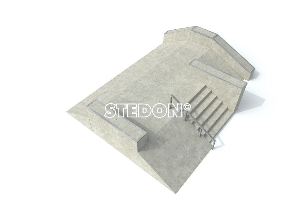 Curb, Curb Cut, Stairs, rail skate elementen, skate toestellen, skate producten, skate, skatepark inrichting, skatepark