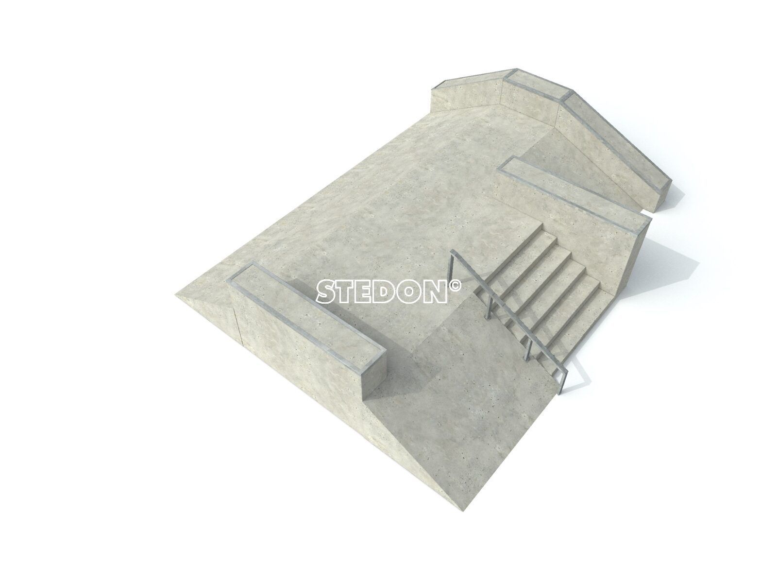 Curb, Curb Cut, Stairs, rail skate elementen, skate toestellen, skate producten, skate, skatepark inrichting, skatepark