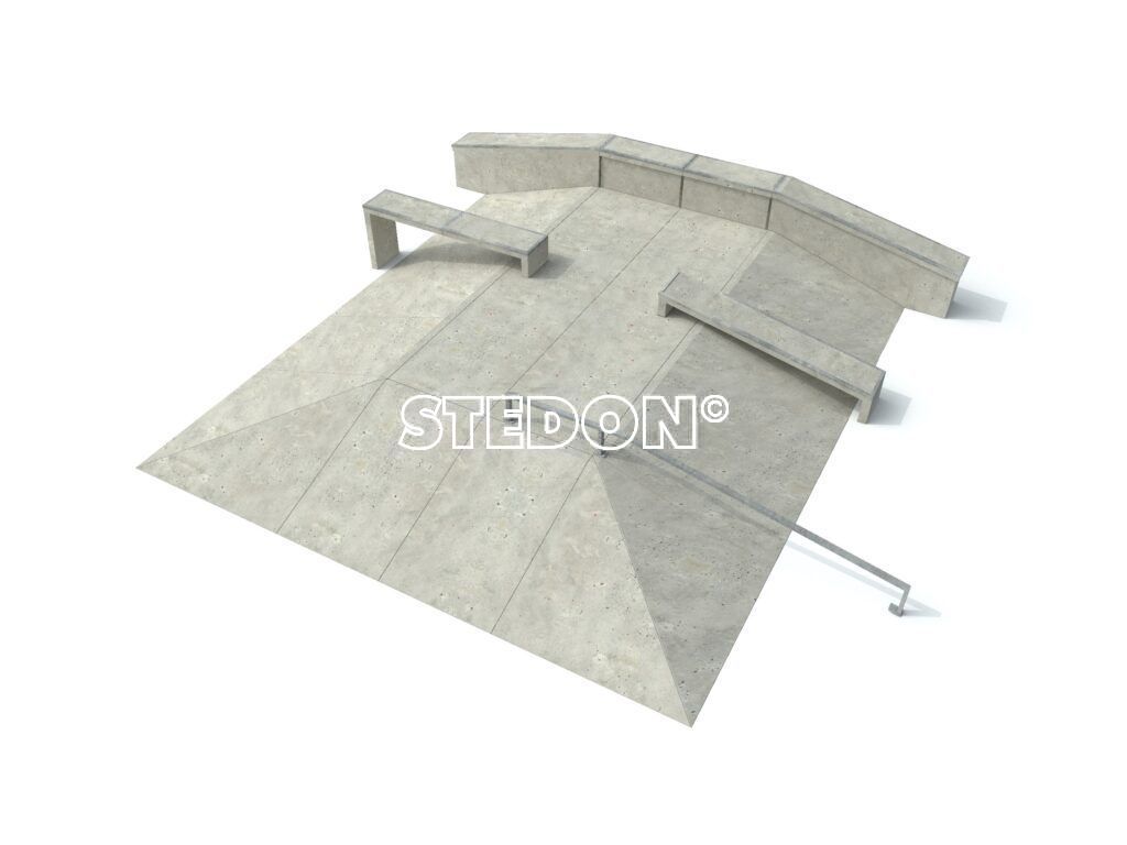 Pyramide, Pyramide met Ledge, Pyramide met rail, Pyramide met Ledge en rail, skate elementen, skate toestellen, skate producten, skate, skatepark inrichting, skatepark