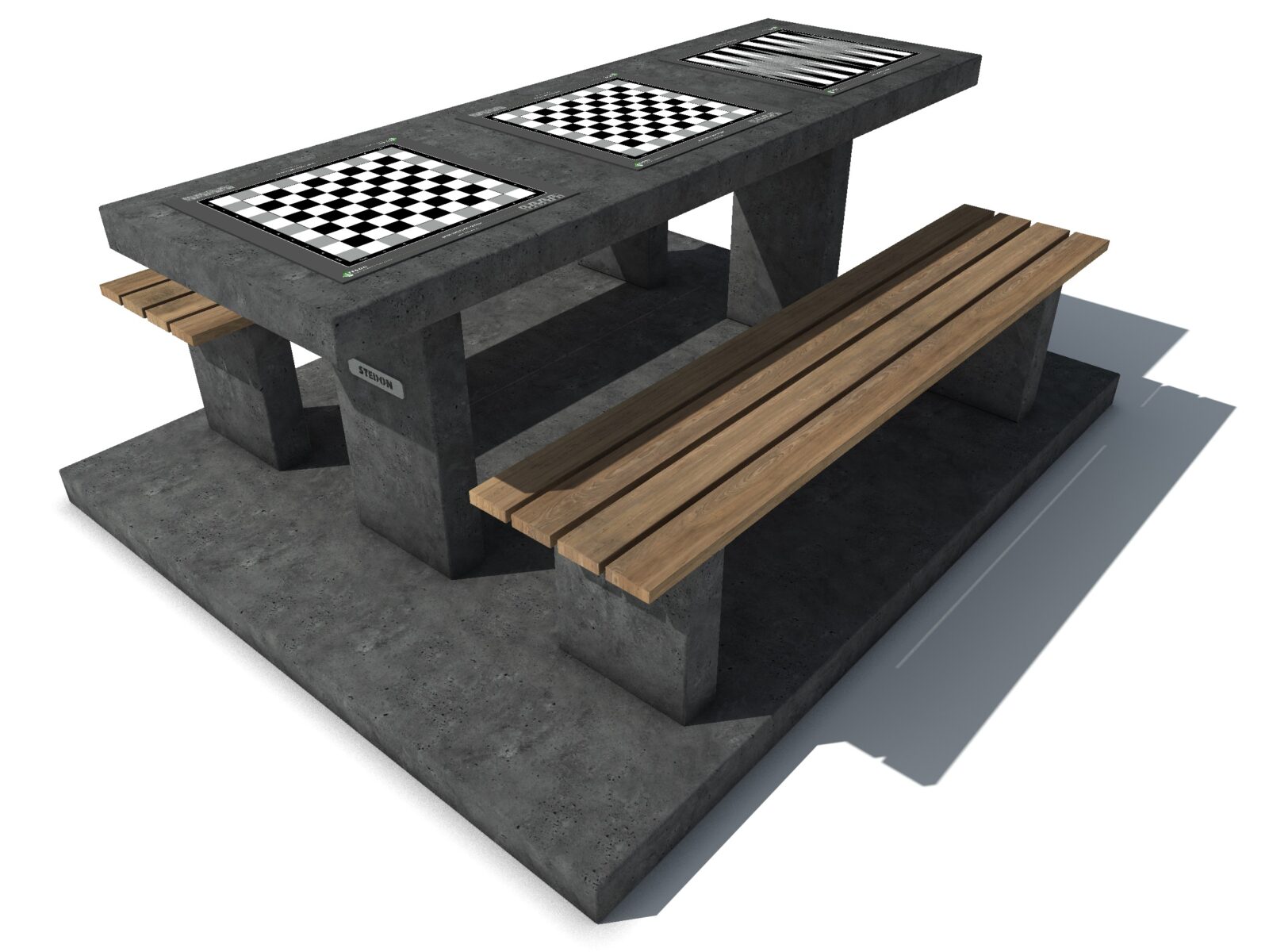 Dam schaak tafel, dam tafel, schaak tafel, game table, picknicktafel beton,