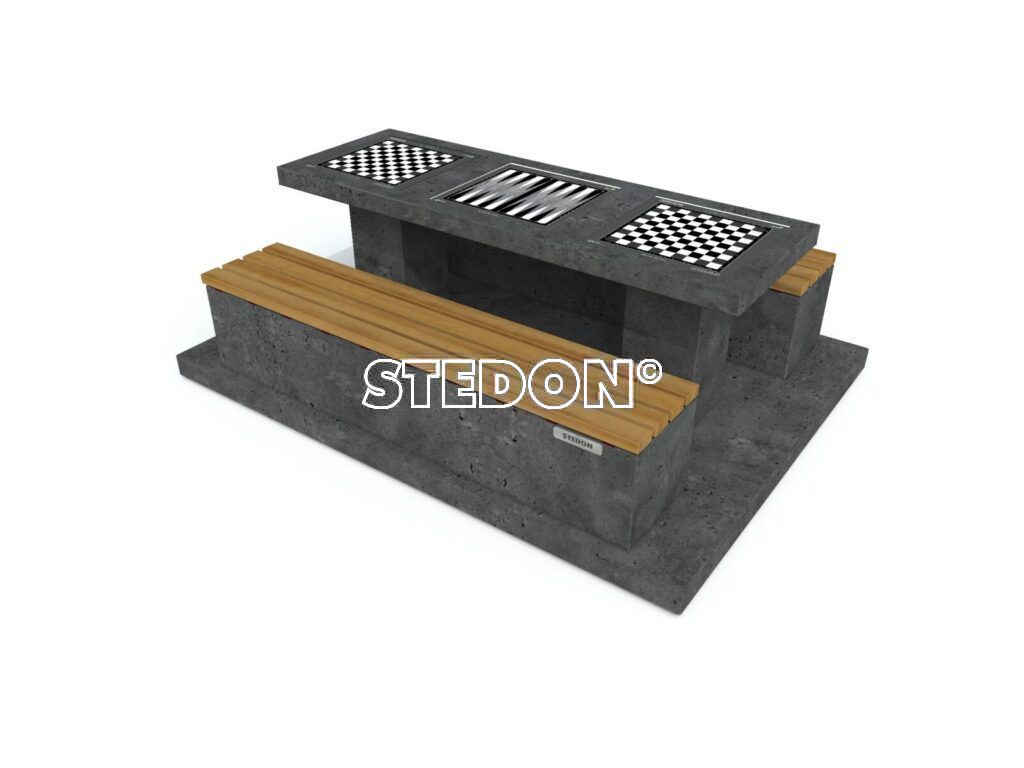 Dam schaak tafel, dam tafel, schaak tafel, game table, picknicktafel beton,
