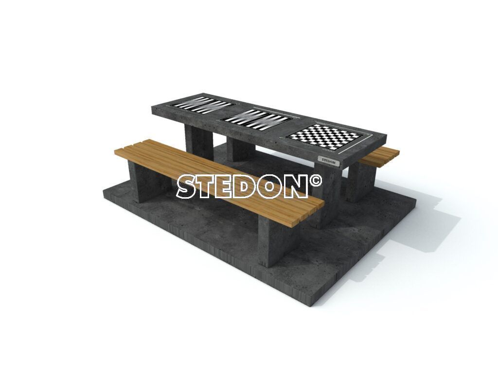 Dam schaak tafel, dam tafel, schaak tafel, game table, picknicktafel beton,