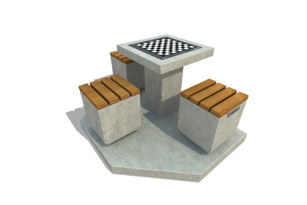 Dam schaak tafel, dam tafel, schaak tafel, game table, picknicktafel beton,