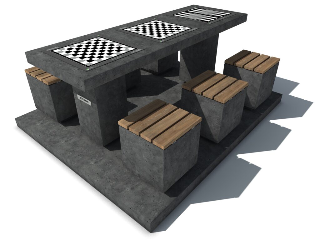 Dam schaak tafel, dam tafel, schaak tafel, game table, picknicktafel beton,