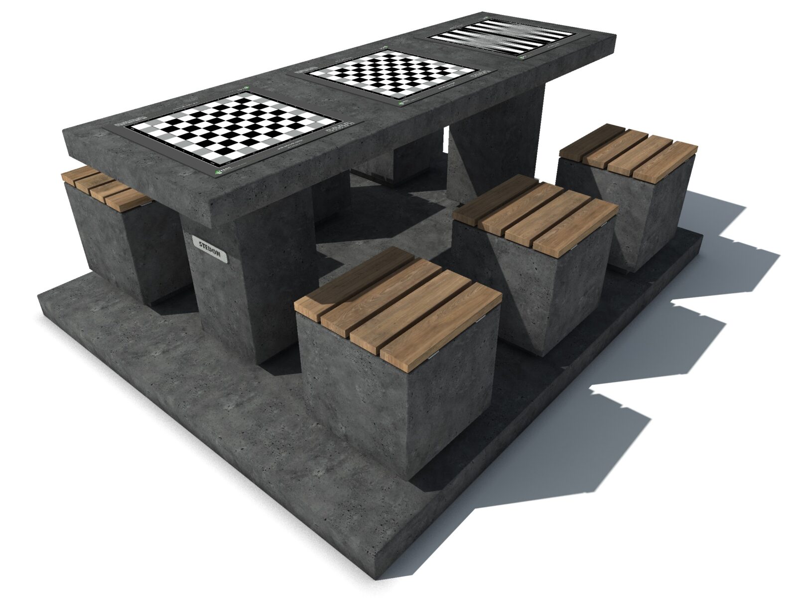 Dam schaak tafel, dam tafel, schaak tafel, game table, picknicktafel beton,