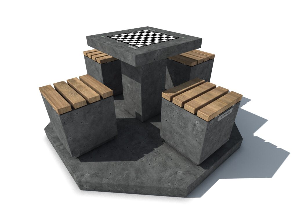 Dam schaak tafel, dam tafel, schaak tafel, game table, picknicktafel beton,