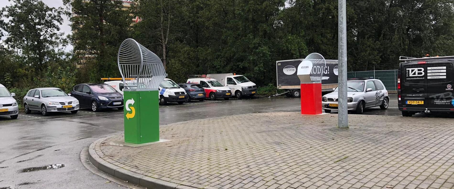 Afvalbak, afvalbakken, blikmikker, afvalbak met vangnet,