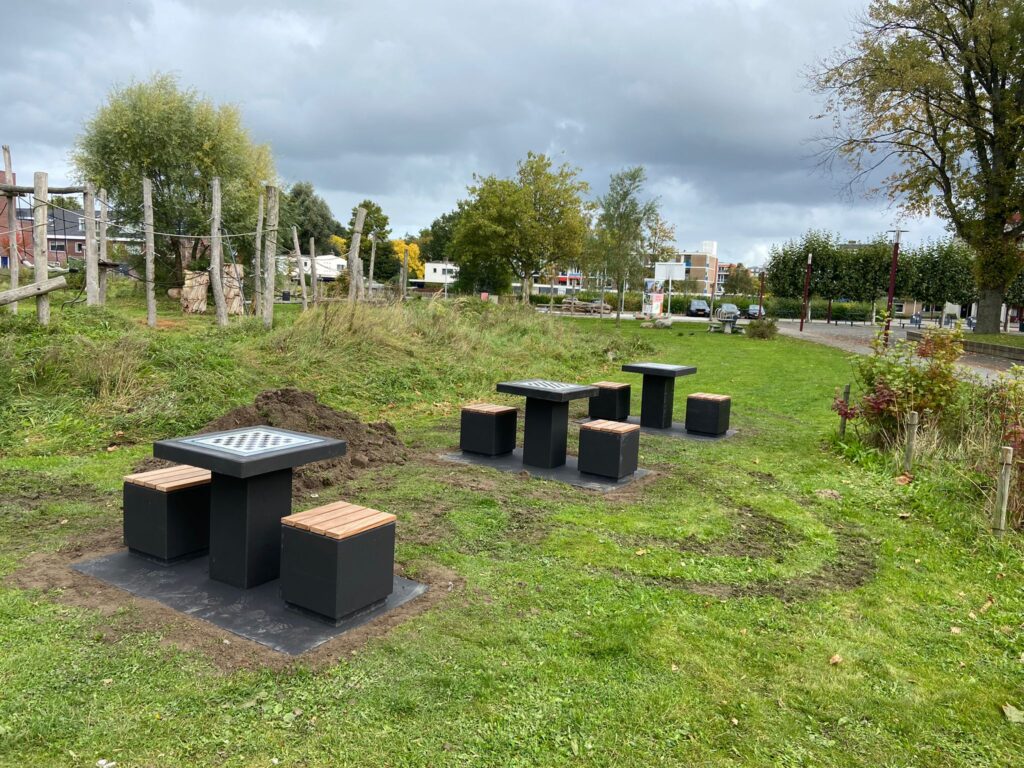 Dam schaak tafel, dam tafel, schaak tafel, game table, picknicktafel beton