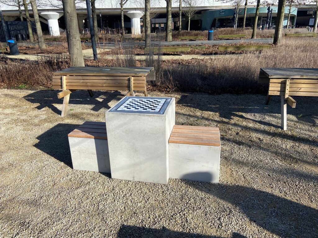 Dam schaak tafel, dam tafel, schaak tafel, game table, picknicktafel beton