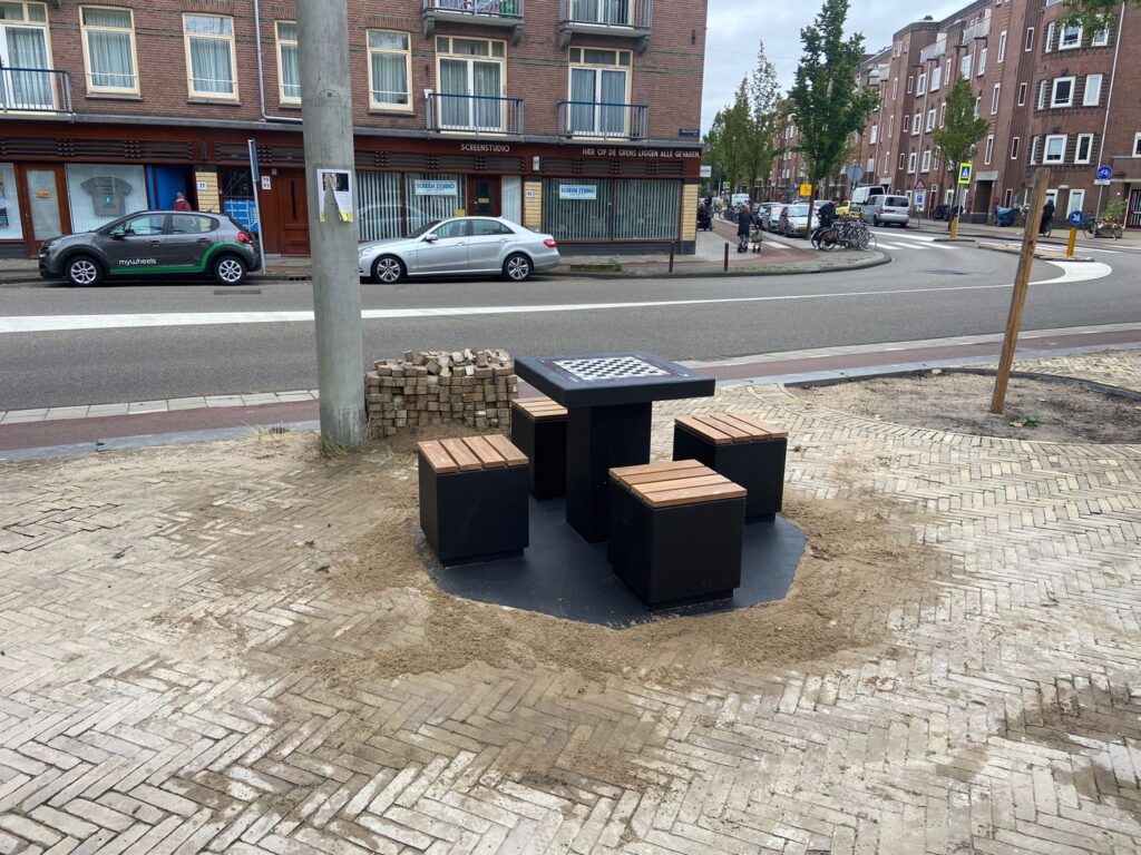 Dam schaak tafel, dam tafel, schaak tafel, game table, picknicktafel beton