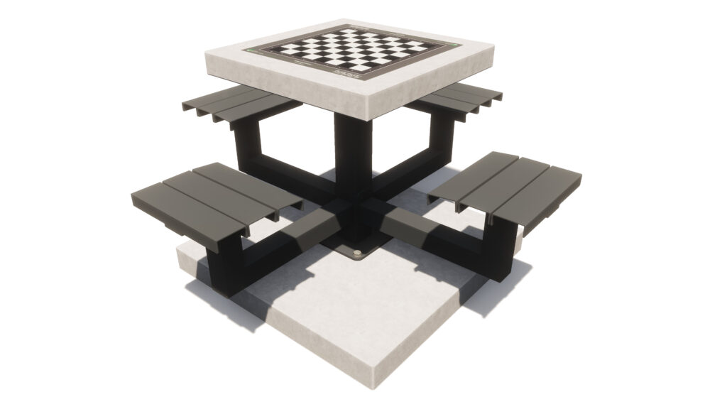 Dam schaak tafel, dam tafel, schaak tafel, game table, picknicktafel beton