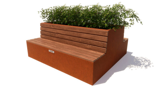 Corten, corten straatmeubilair, corten parkbanken, corten parkbank, corten bloembakken, corten bloembak, corten modulair straatmeubilair