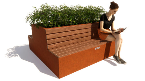 Corten, cortenstaal straatmeubilair, corten parkbanken, corten parkbank, corten bloembakken, corten bloembak, corten modulair straatmeubilair