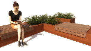 Corten, corten straatmeubilair, corten parkbanken, corten parkbank, corten bloembakken, corten bloembak, corten modulair straatmeubilair