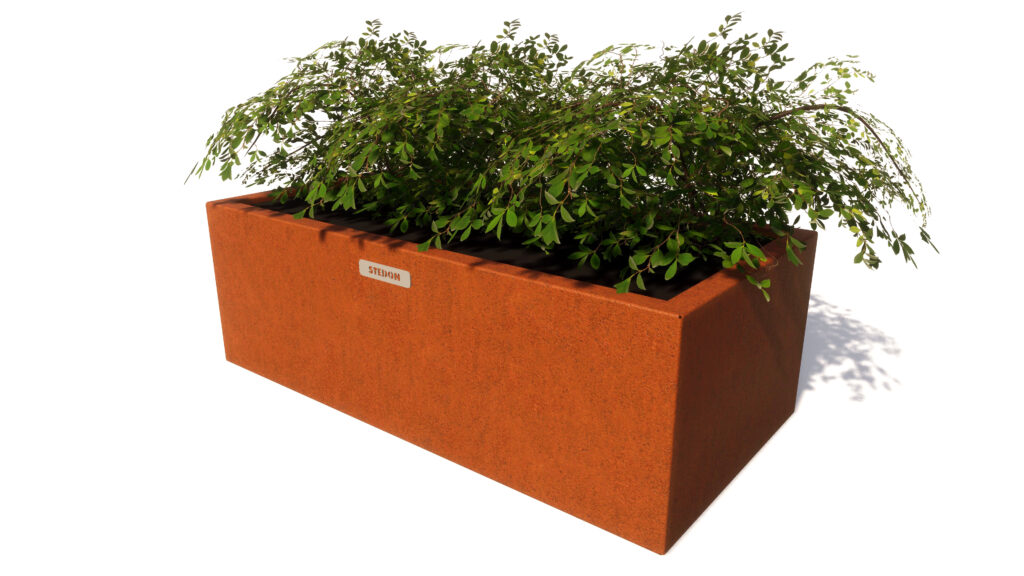 Corten, corten straatmeubilair, corten parkbanken, corten parkbank, corten bloembakken, corten bloembak, corten modulair straatmeubilair