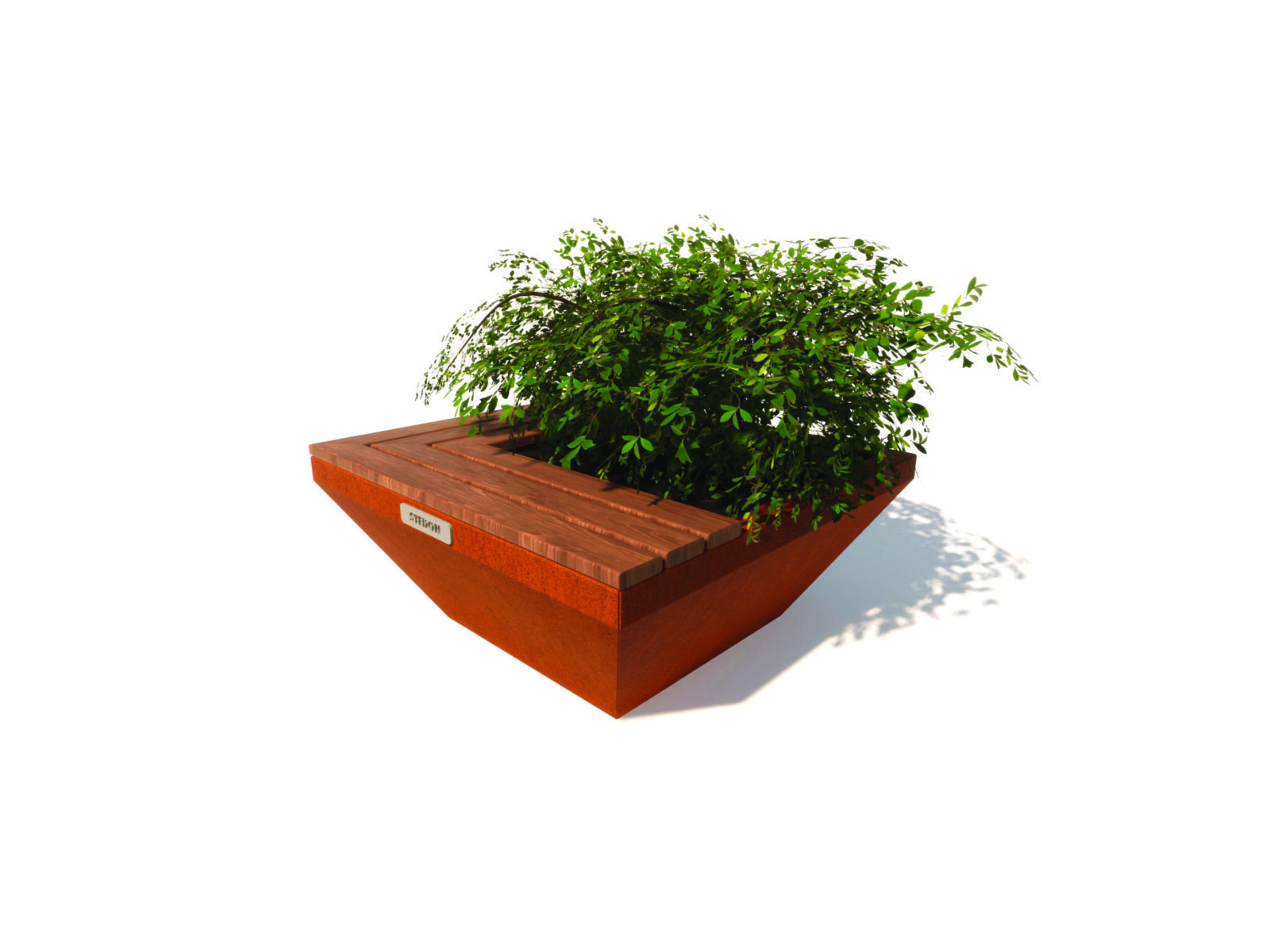 Corten, corten straatmeubilair, corten parkbanken, corten parkbank, corten bloembakken, corten bloembak, corten modulair straatmeubilair