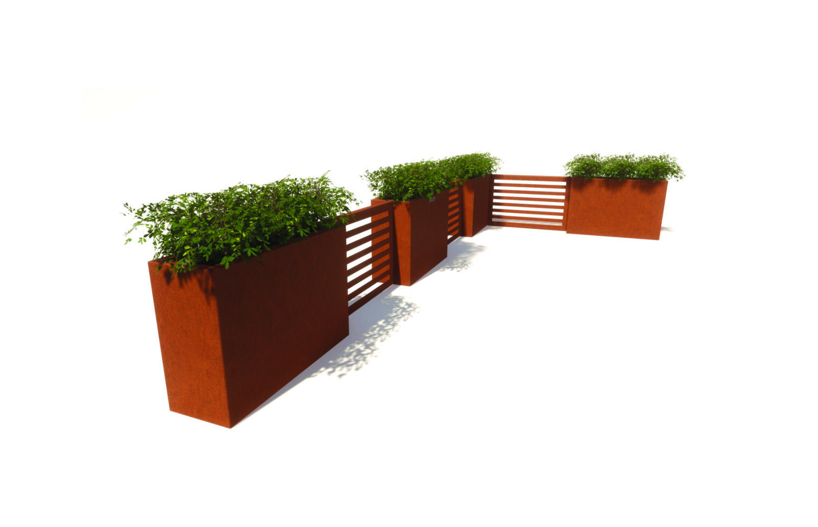 Corten, corten straatmeubilair, corten parkbanken, corten parkbank, corten bloembakken, corten bloembak, corten modulair straatmeubilair