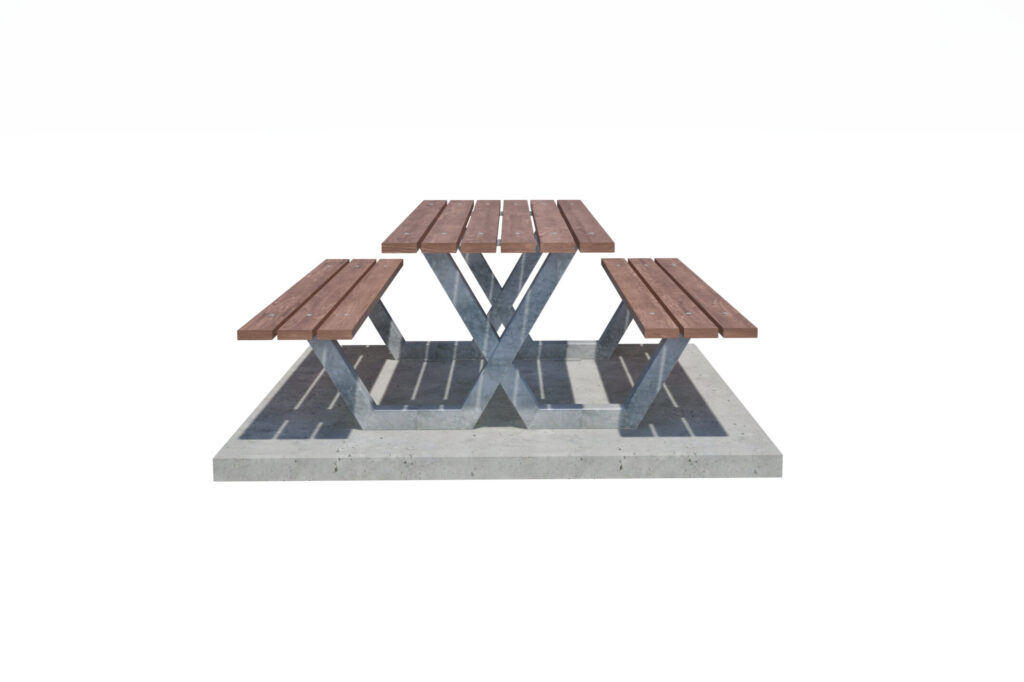Picknicktafel, picknicktafels, picknicktafels voor in de openbare ruimte. Parkbank, parkbanken, banken openbare ruimte, houten parkbank, houten parkbanken, parkmeubilair, Metalen parkbank, hufterproof parkbank